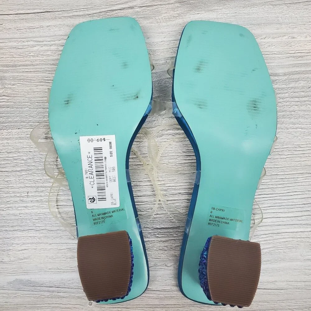 Betsey Johnson Capri blue rhinestone heels